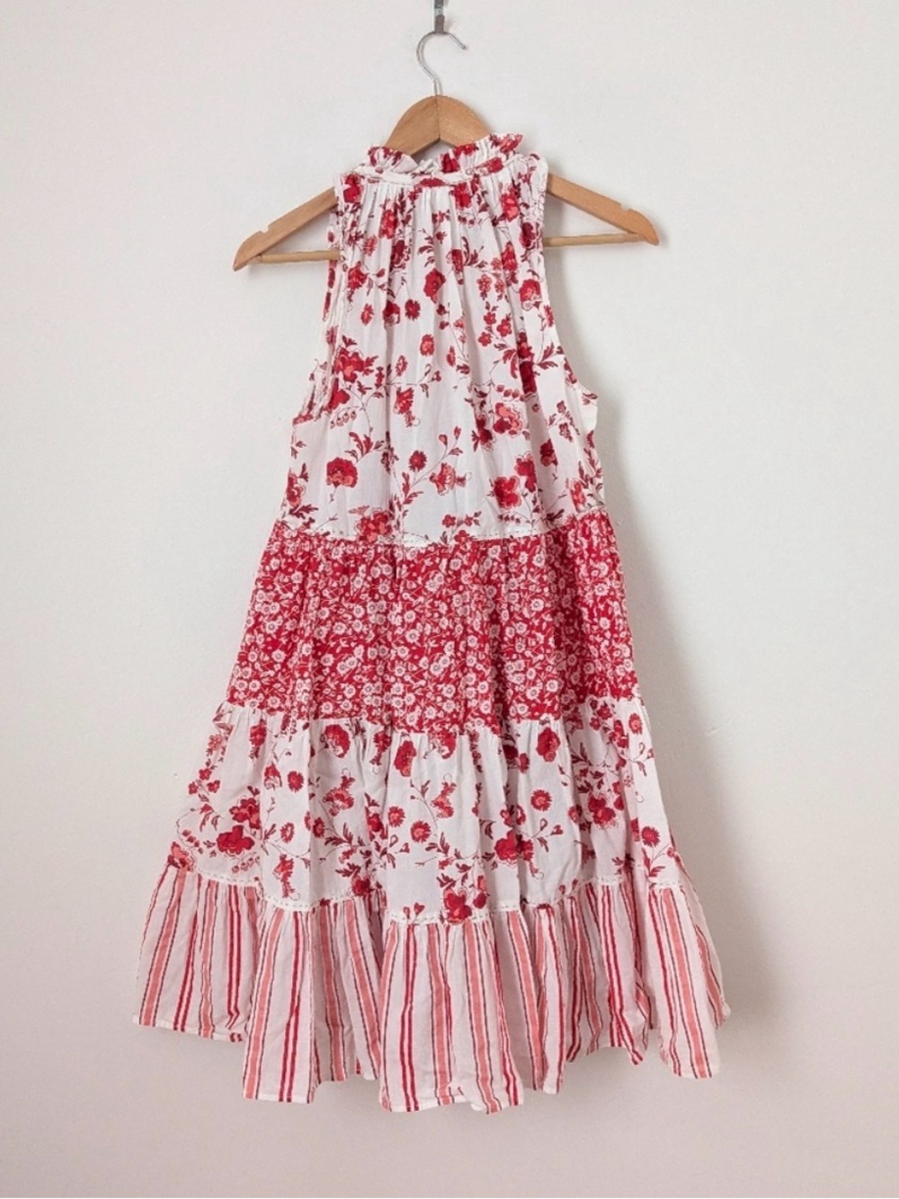 Ro’s Garden Anthropologie Floral Tiered Sun Dress in Coral / Pink / White - Picture 3 of 4